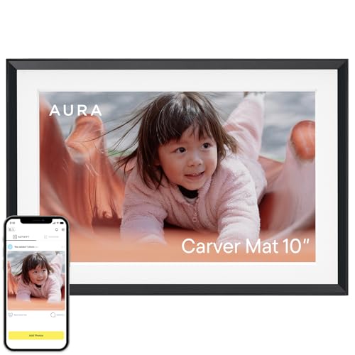 Aura HD Digital Picture Frame | Carver: The Best Frame for Gifting (Gravel Mat, 10")