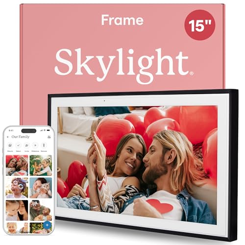 Skylight Digital Picture Frame, Load from Phone Capability, 15" Black