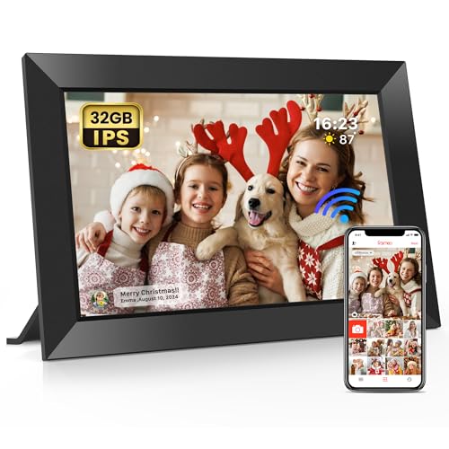 Frameo 10.1 Inch WiFi Digital Picture Frame with 32GB Memory, 1280 x 800 IPS Touch Screen Smart Electronic Photo Frame, Wall Mountable, Auto-Rotate, Share Photos/Videos Via Frameo App from Anywhere